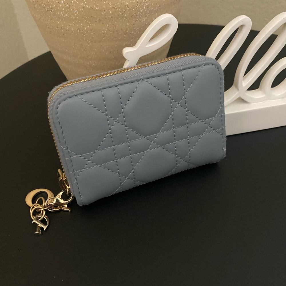 Lady Dior Voyageur Small Coin Purse Cloud Blue